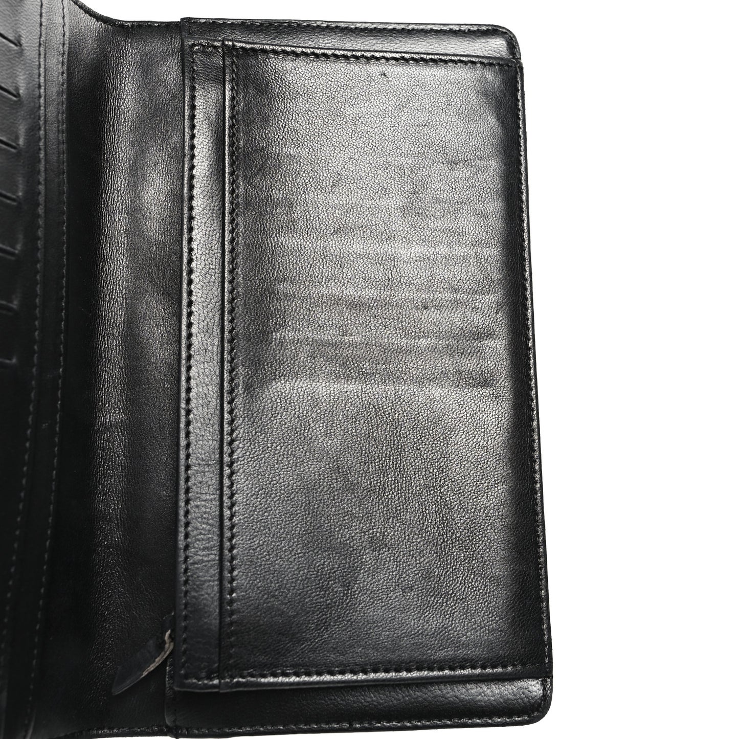 Patent Calfskin Lucky Symbols Yen Wallet Black
