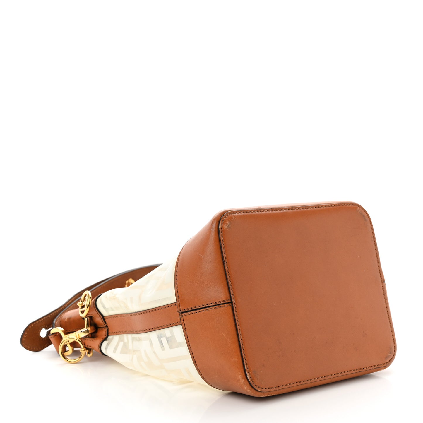 TPU FF Vitello Aura F is Fendi Grande Mon Tresor Bucket Bag White Cuoio