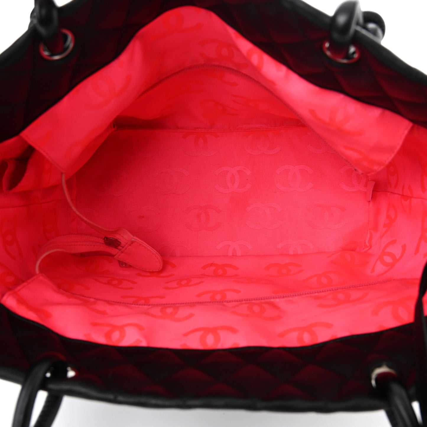 Calfskin Quilted Large Cambon Tote Black
