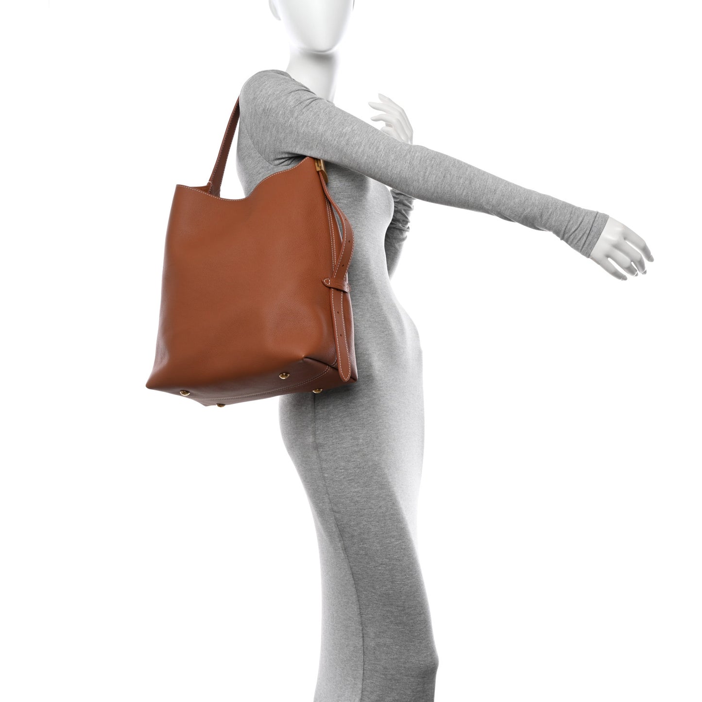 Grained Calfskin Low Key Hobo MM Cognac