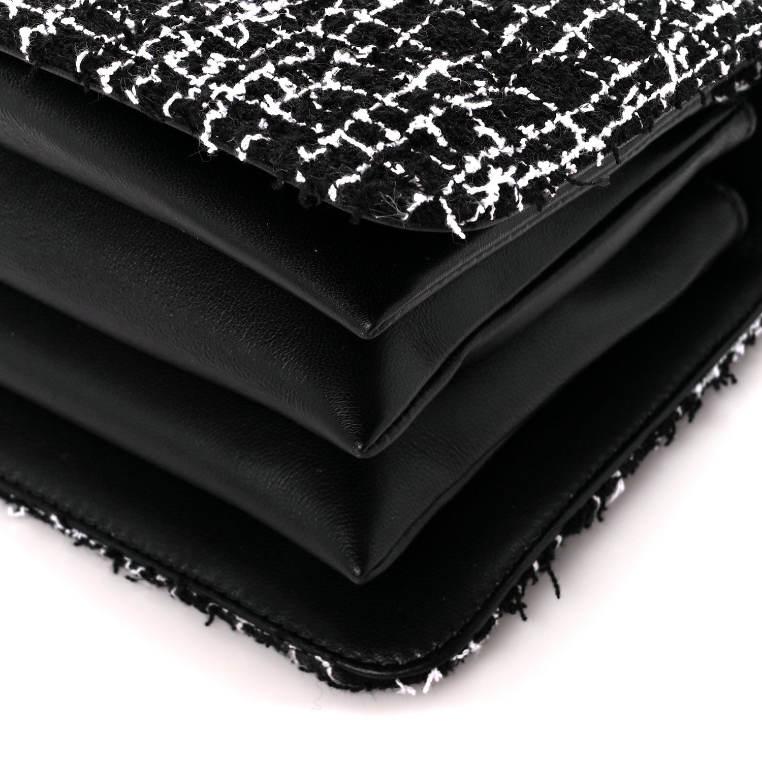 Chanel Tweed Lambskin Quilted Top Handle Flap Black White 12 of 12