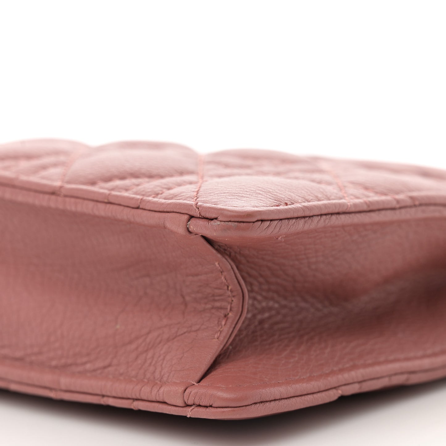 Calfskin Cannage Caro Zipped Pouch With Chain Rust