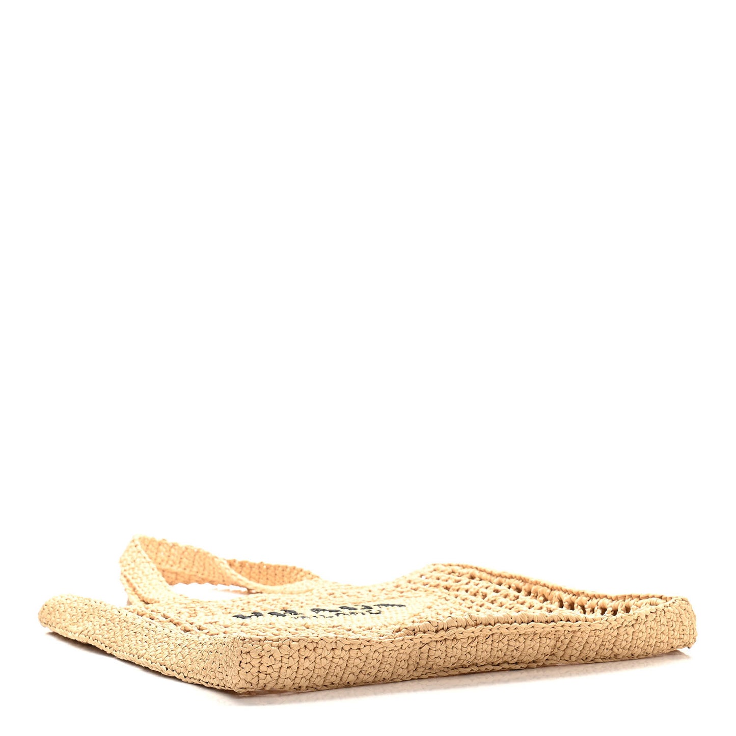 Yarn Raffia Effect Crochet Logo Embroidered Tote Bag Naturale