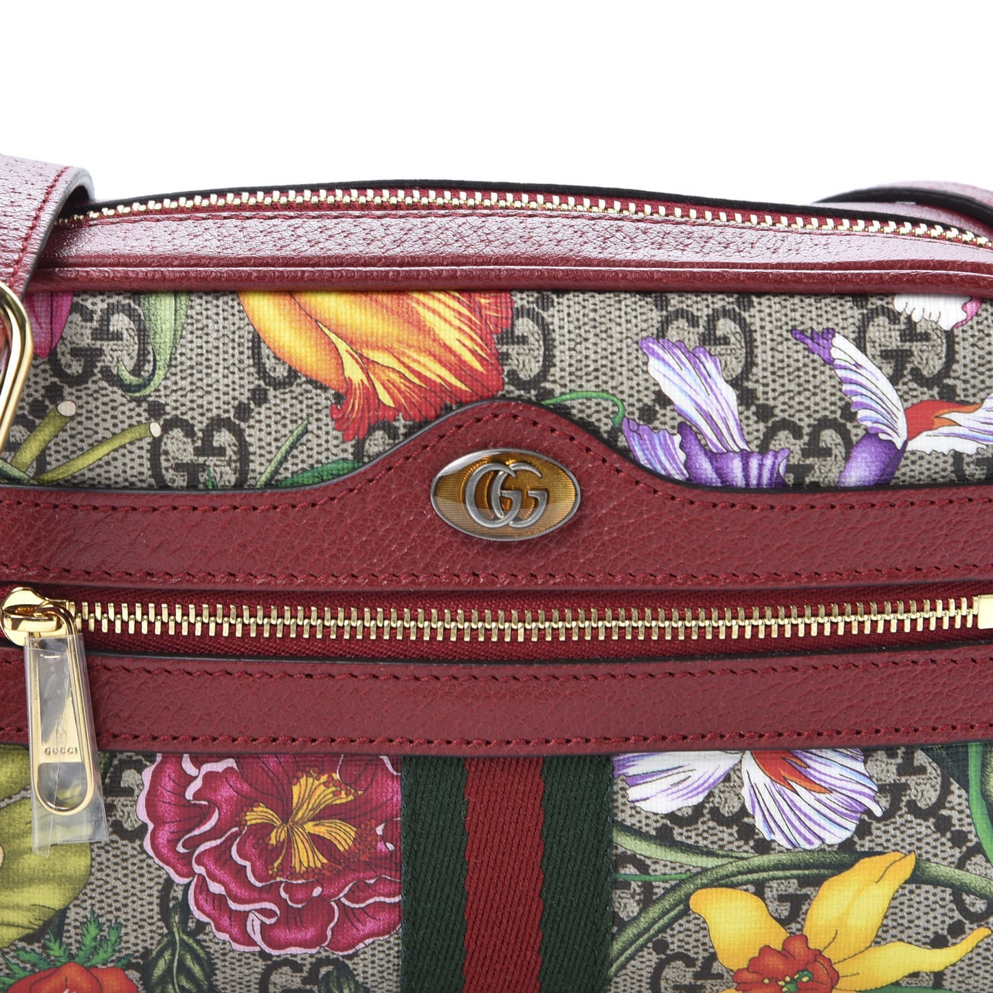 GG Supreme Monogram Flora Web Mini Ophidia Shoulder Bag Red
