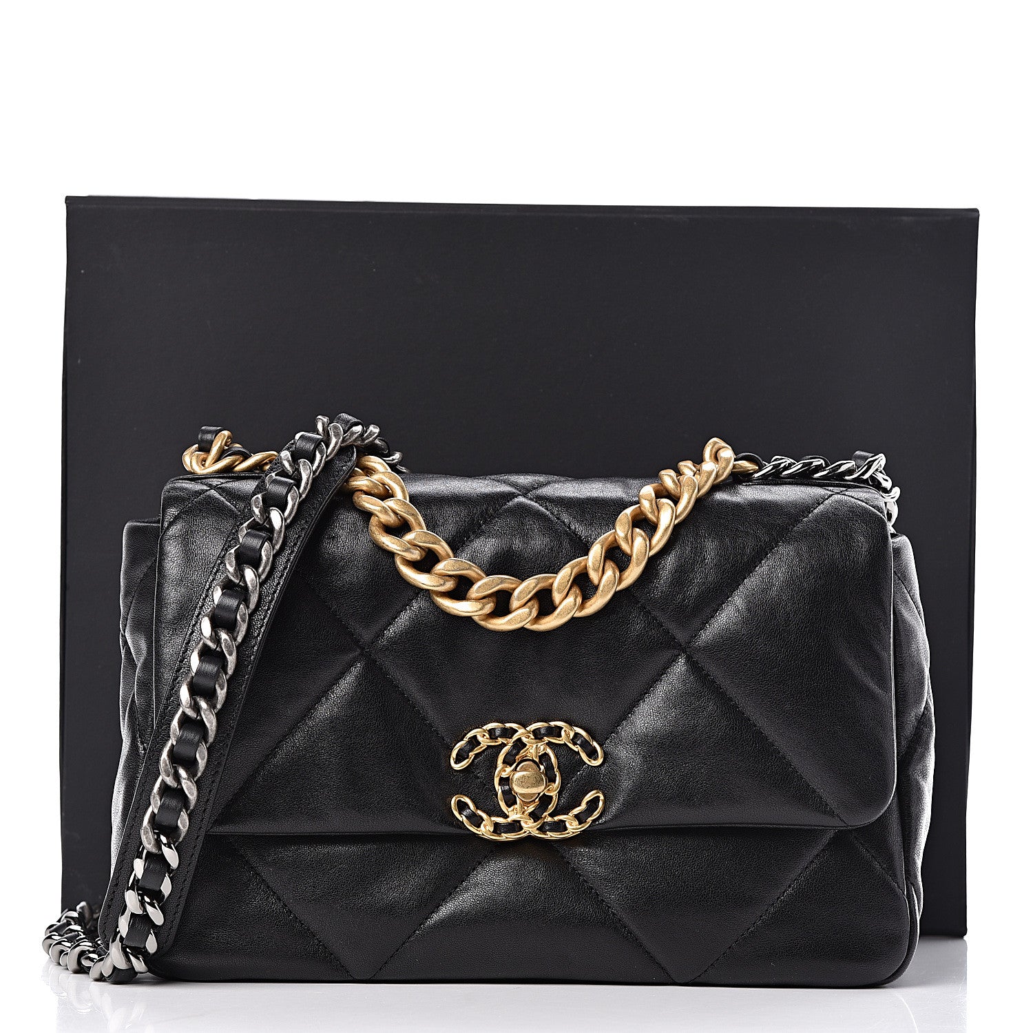 Chanel Lambskin Quilted Medium 19 Flap Black 11 of 11