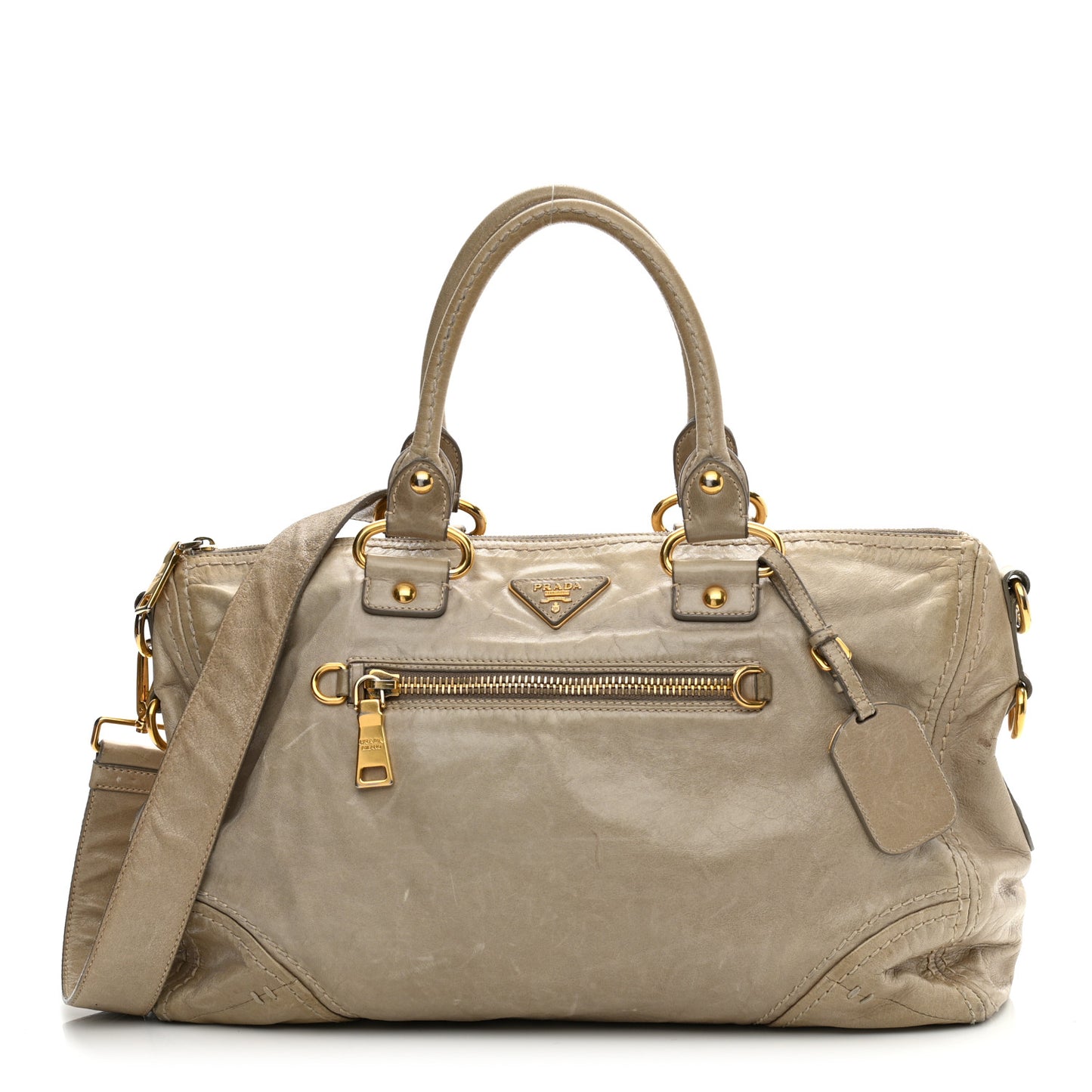 Vitello Shine Shopping Satchel Cammeo