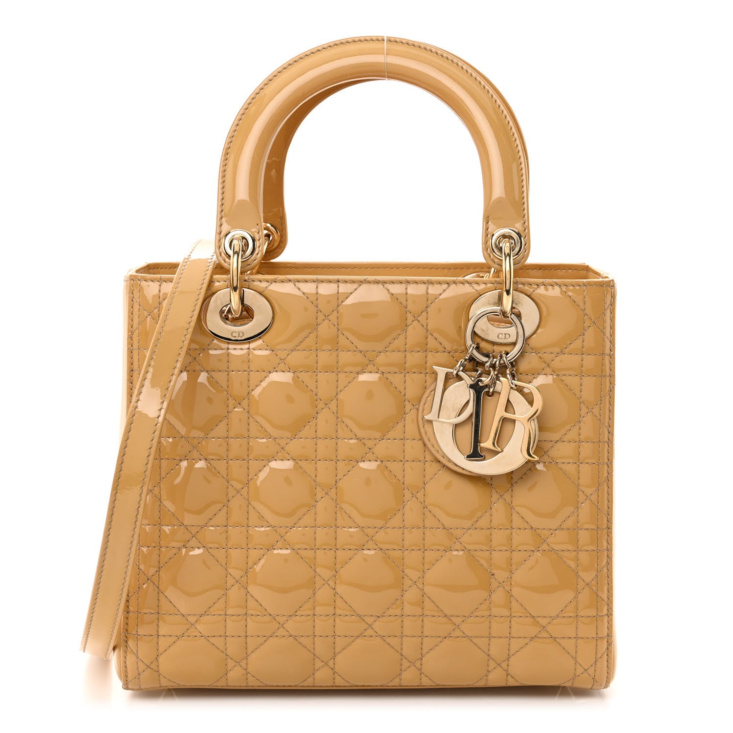 Christian Dior Patent Cannage Medium Lady Dior Dark Beige 1 of 10