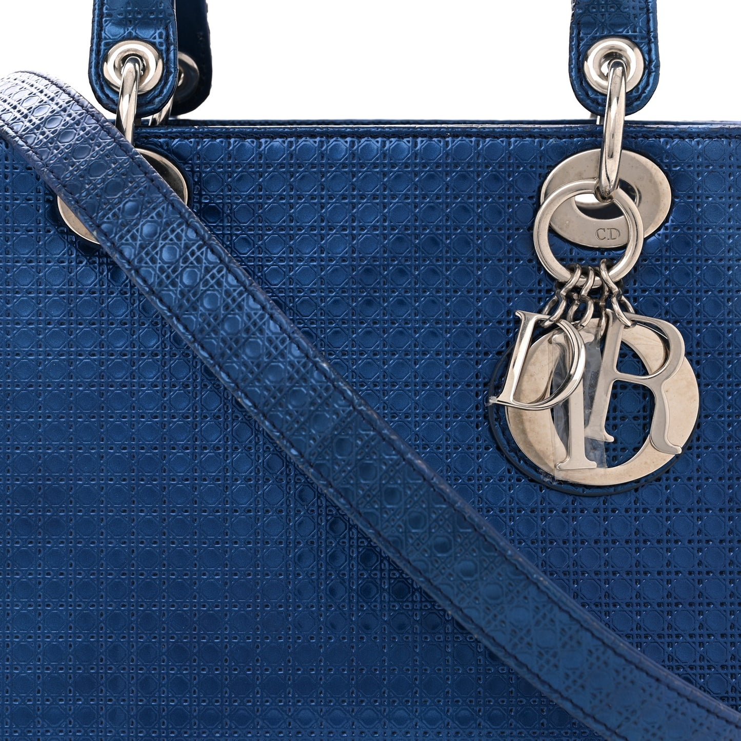 Metallic Patent Micro-Cannage Medium Lady Dior Blue