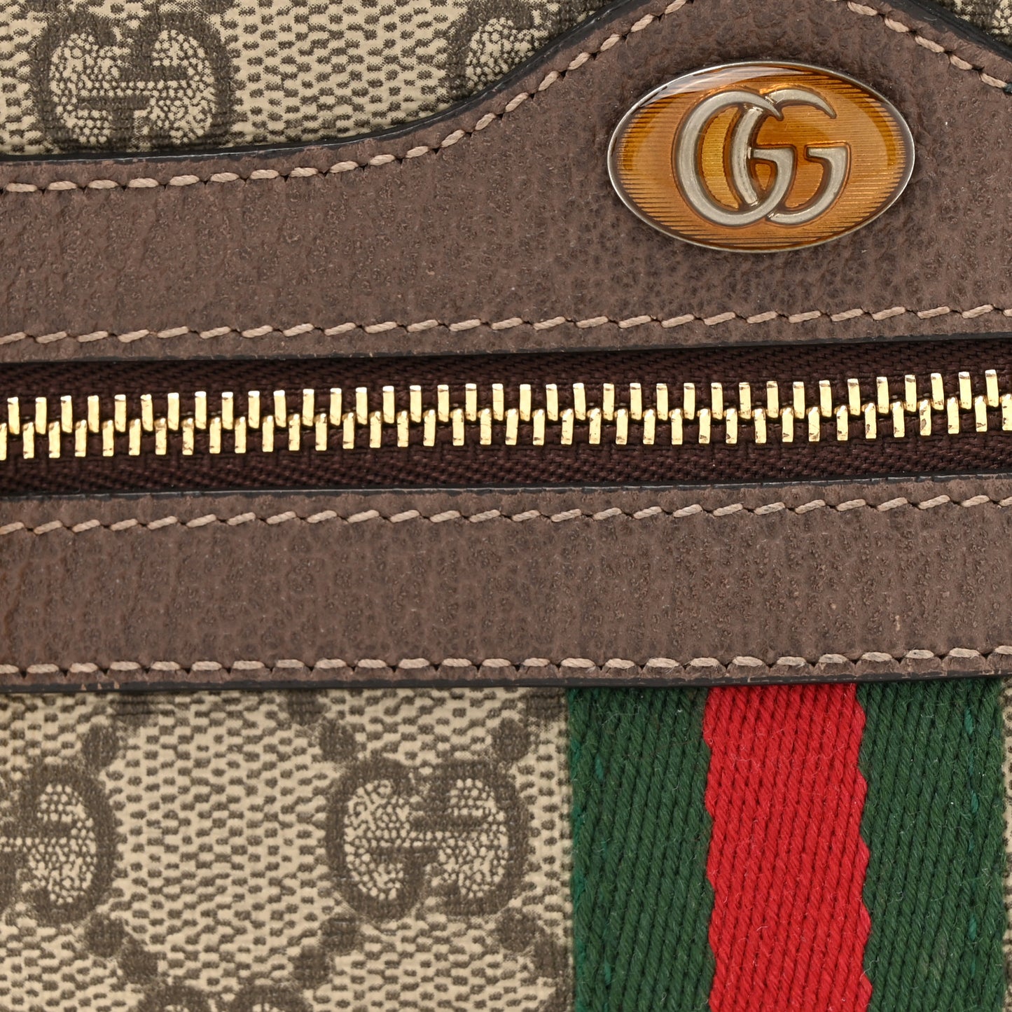 GG Supreme Monogram Web Mini Ophidia Shoulder Bag Brown