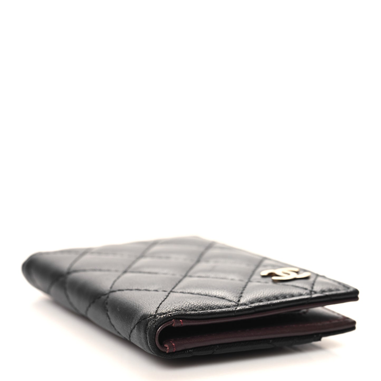 Lambskin Quilted Card Holder Wallet Black