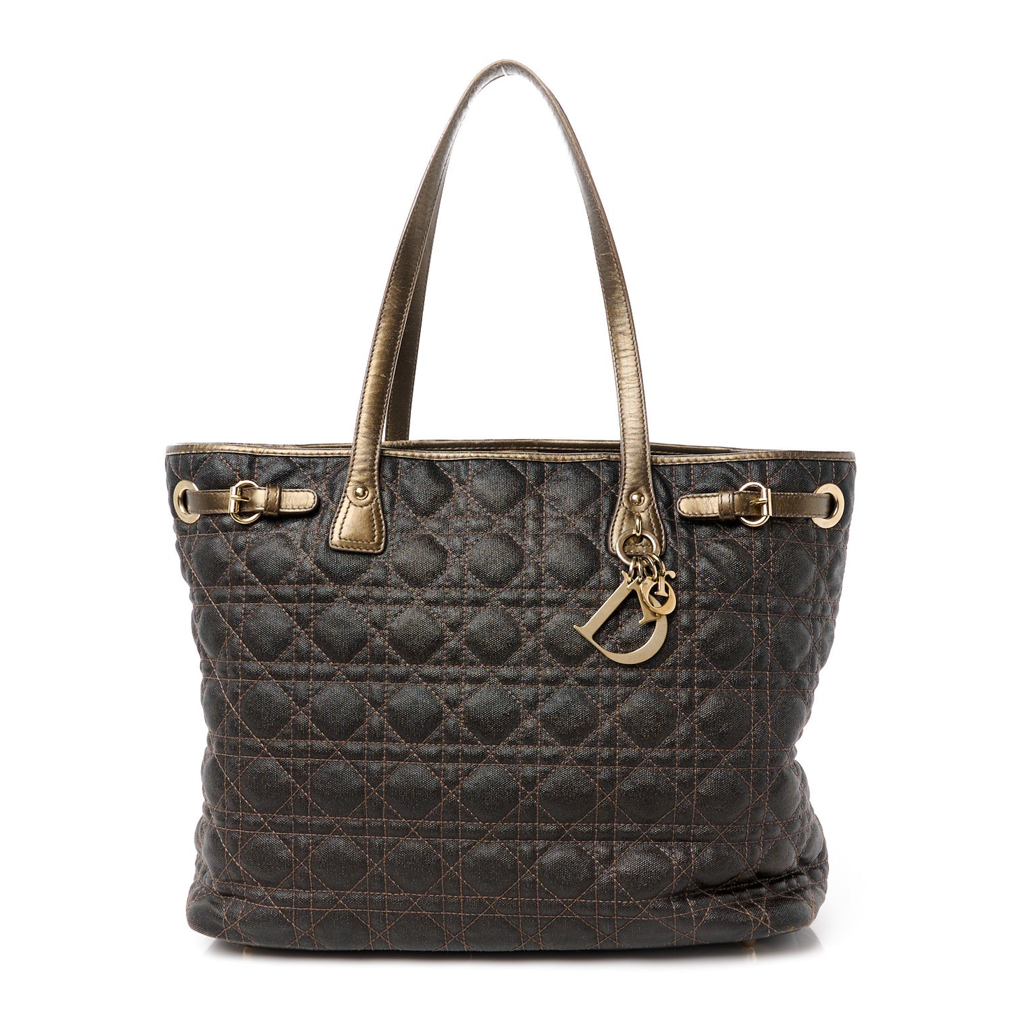 Coated Canvas Cannage Medium Panarea Tote Bronze