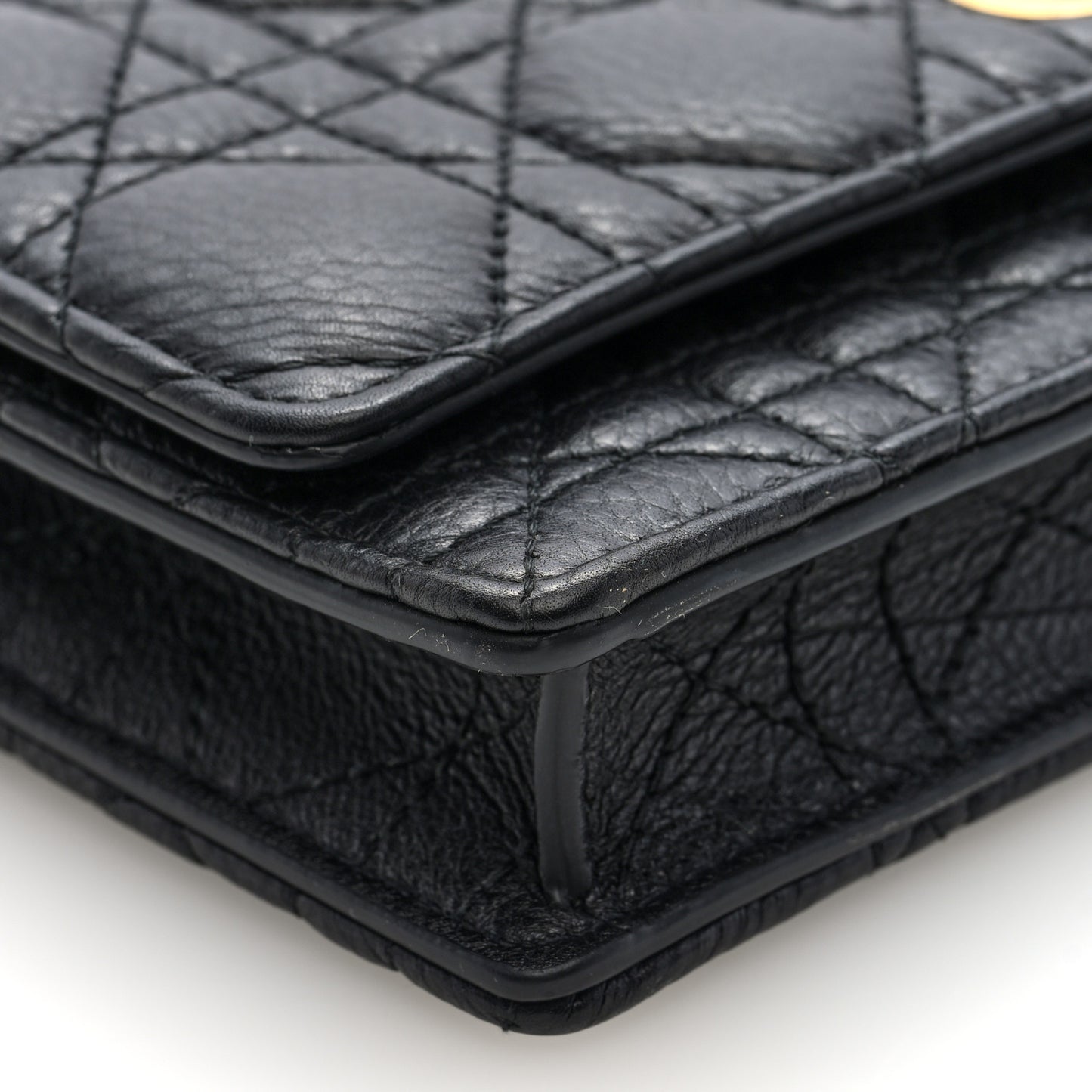 Supple Calfskin Caro Pouch with Chain Black