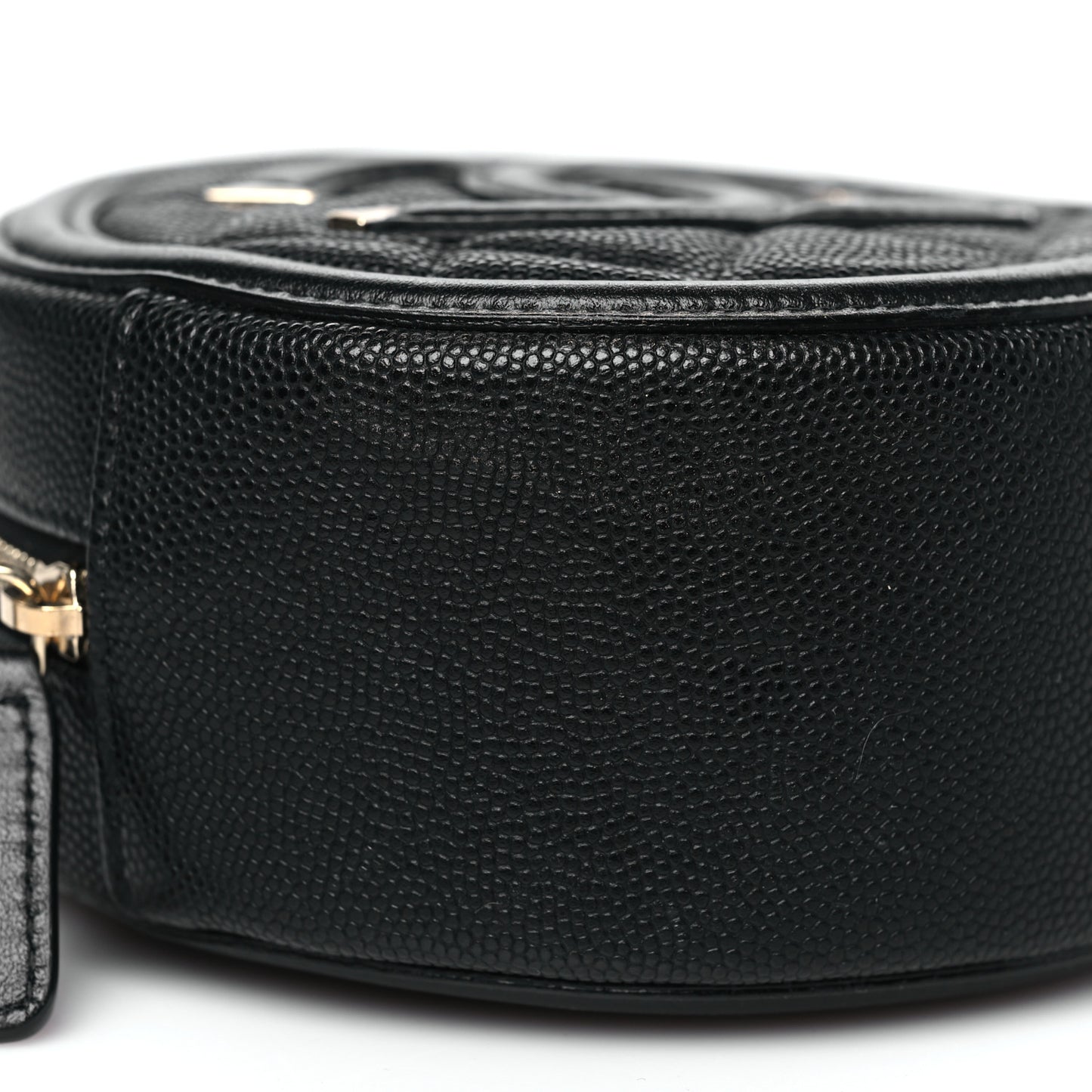 Caviar Quilted Round Filigree Crossbody Black