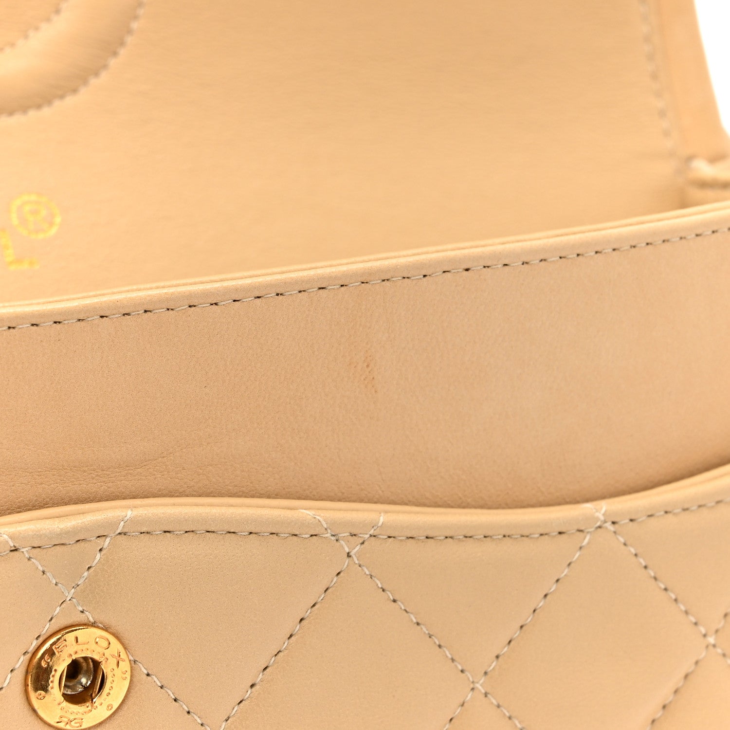 Chanel Lambskin Quilted Medium Double Flap Beige 12 of 17