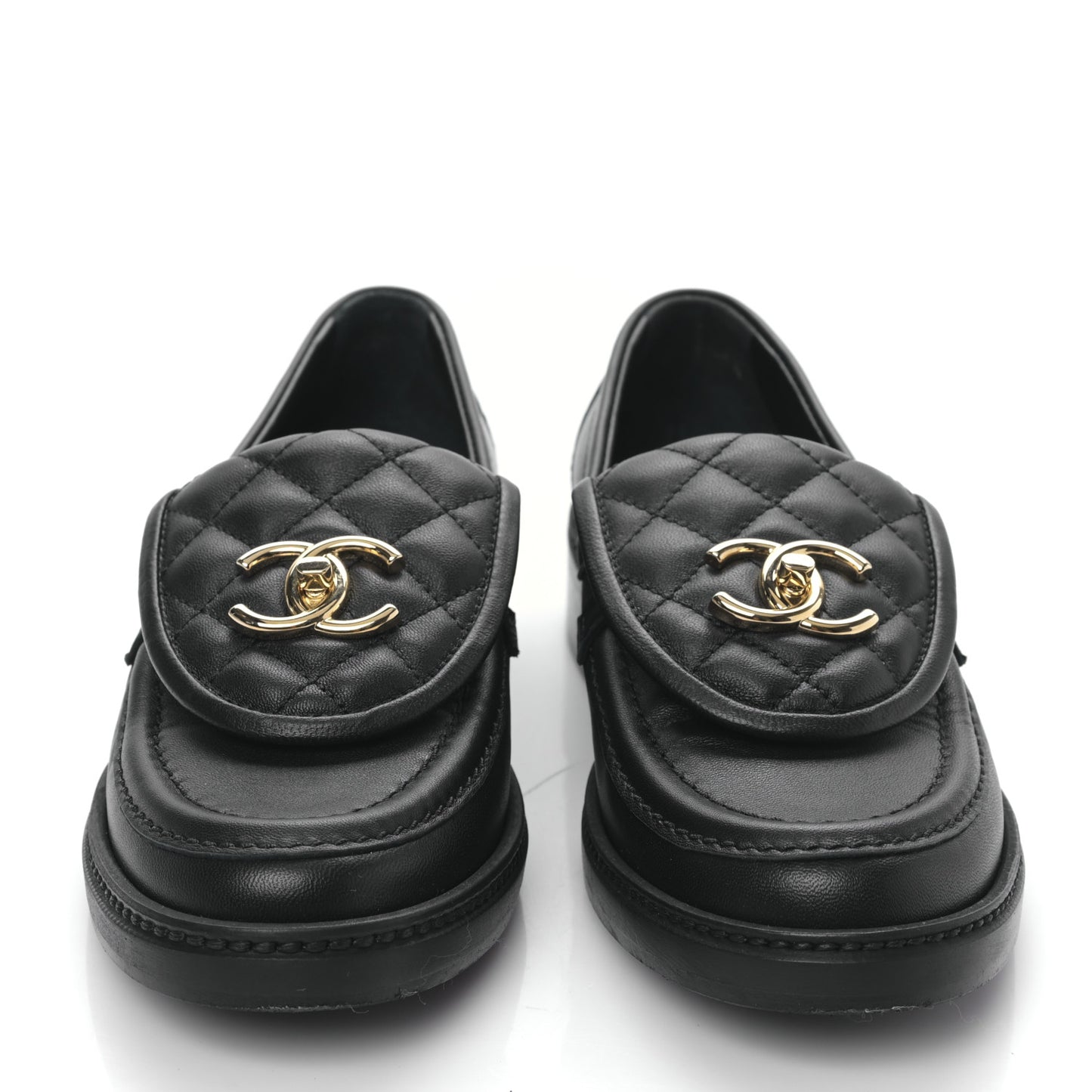 Lambskin Quilted CC Turnlock Loafers 36 Black