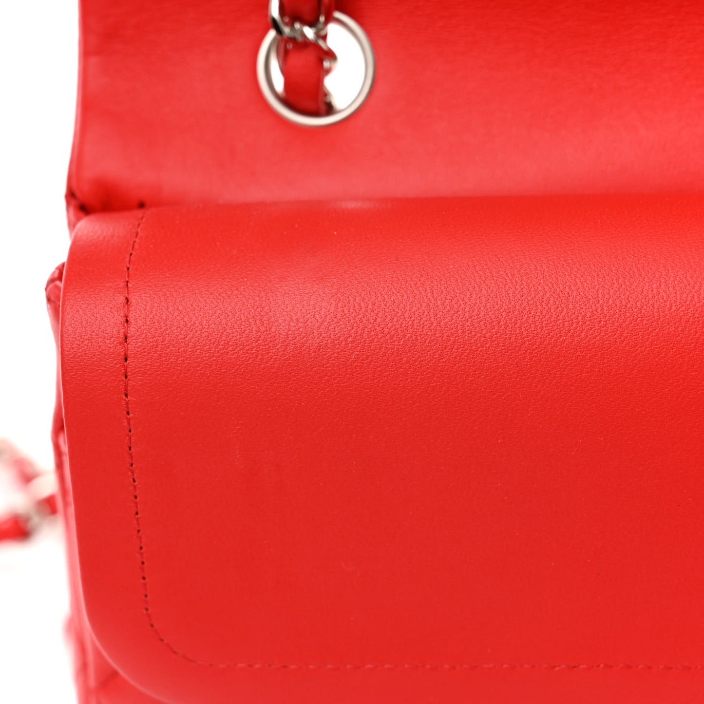 Lambskin Quilted Medium Double Flap Red