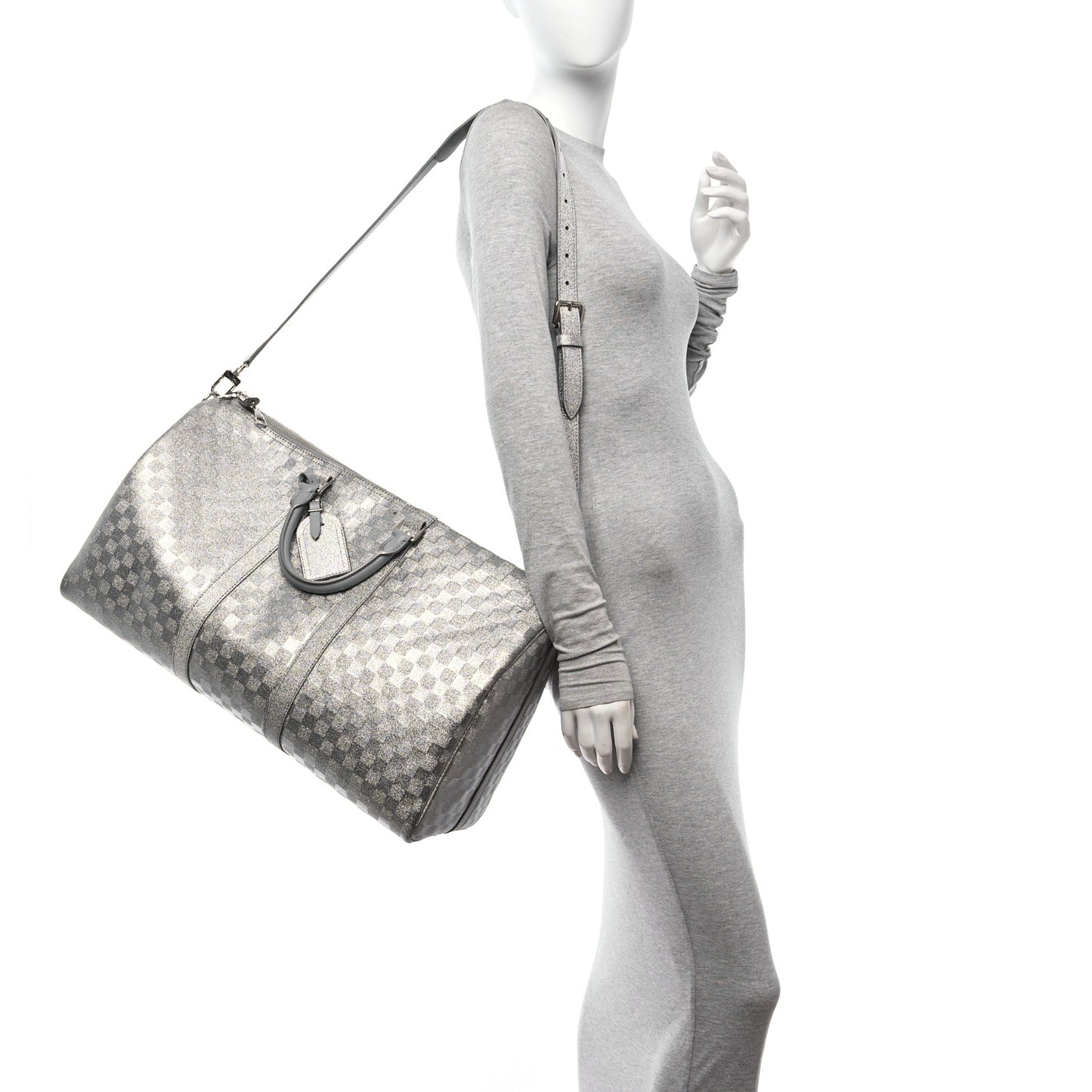 Damier Glitter Keepall Bandouliere 50 Silver