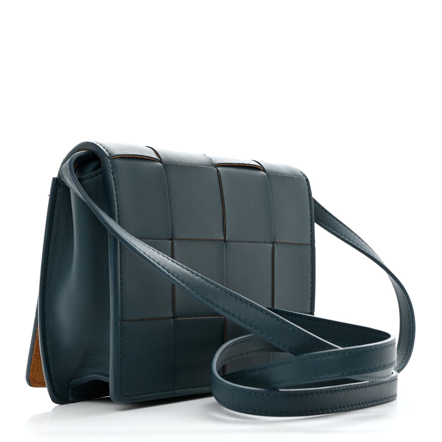 Lambskin Maxi Intrecciato Mini Cassette Crossbody Bag Petrol Blue