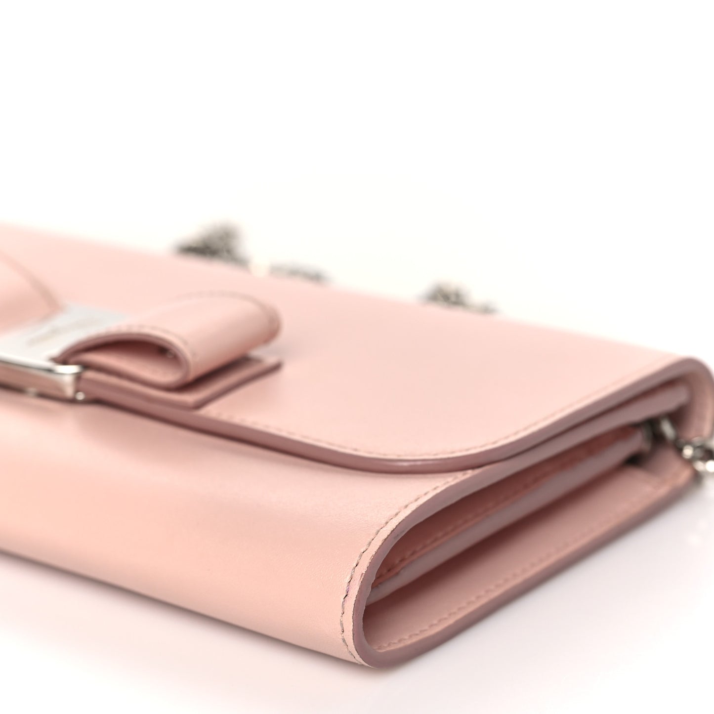 SALVATORE FERRAGAMO Calfskin Vara Bow Chain Flap Crossbody Pink