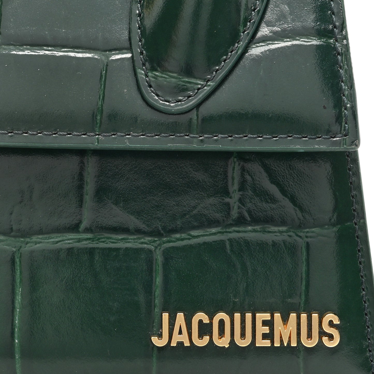 Calfskin Crocodile Embossed Le Chiquito Moyen Dark Green