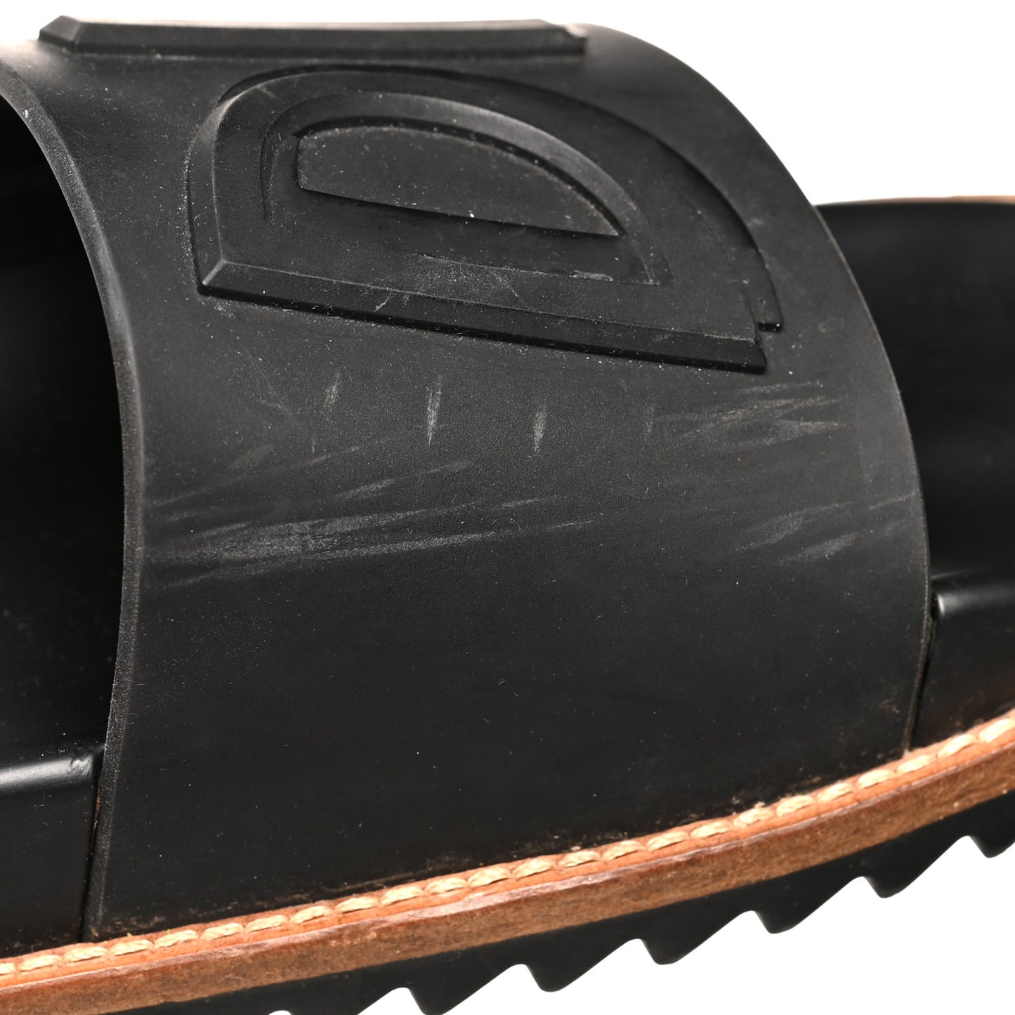Rubber Vocabulary Logo Slide Sandals 7 Black