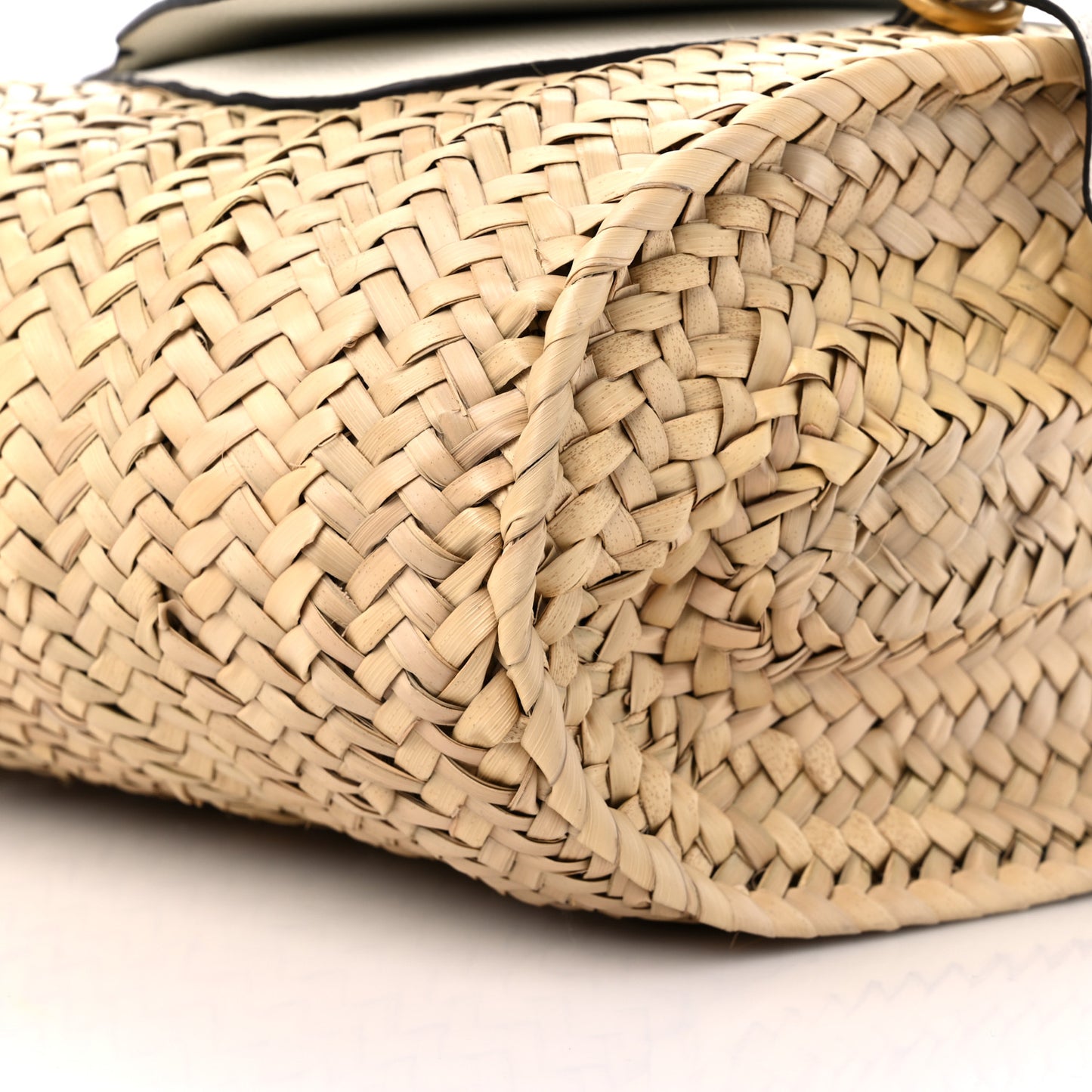 Raffia Grain Calfskin Medium Marcie Basket White