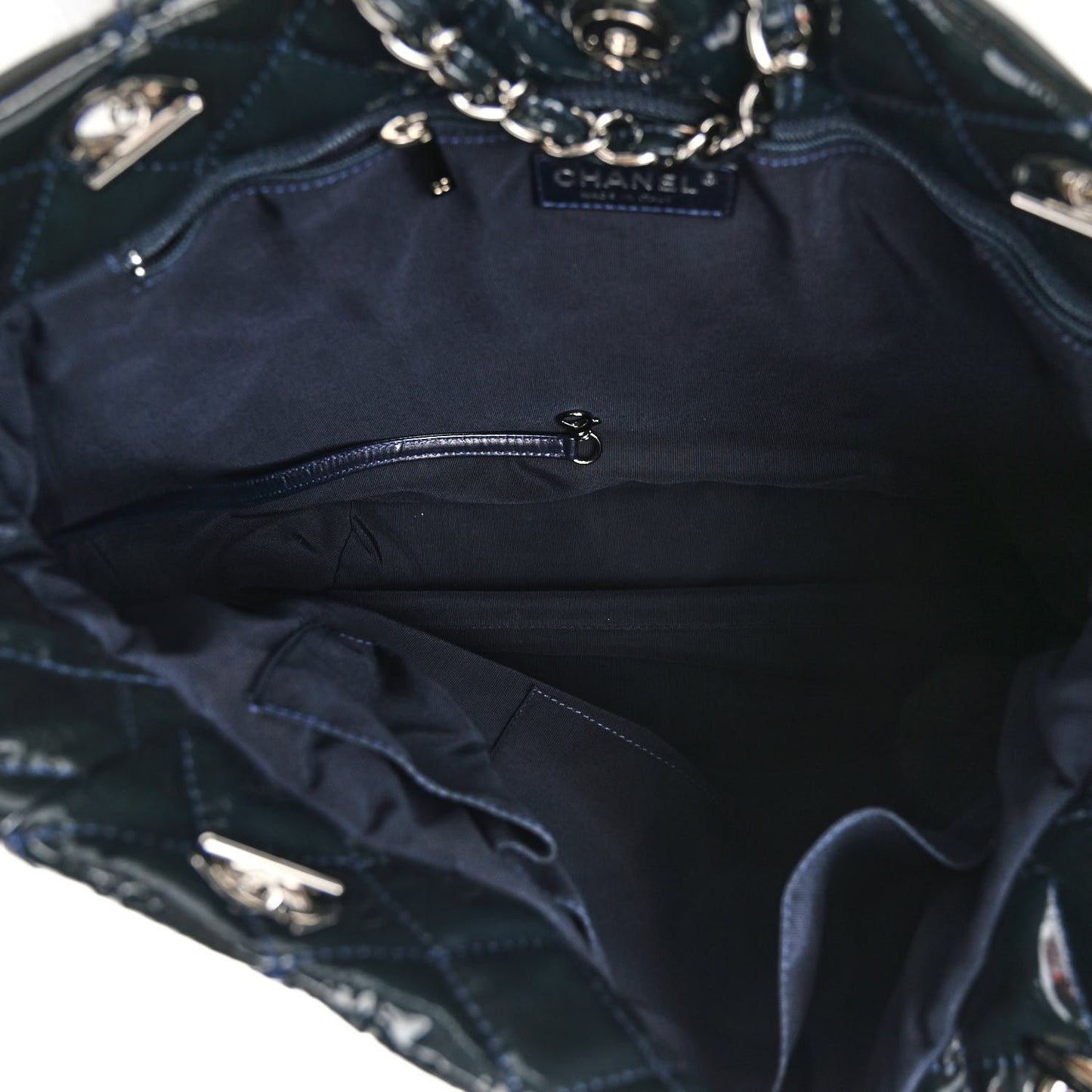 Patent Quilted Chic and Glitter Large Tote Black