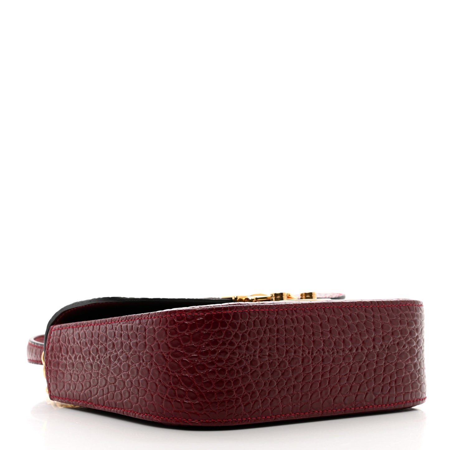 Crocodile Print Calfskin Top Handle Bag Rubino