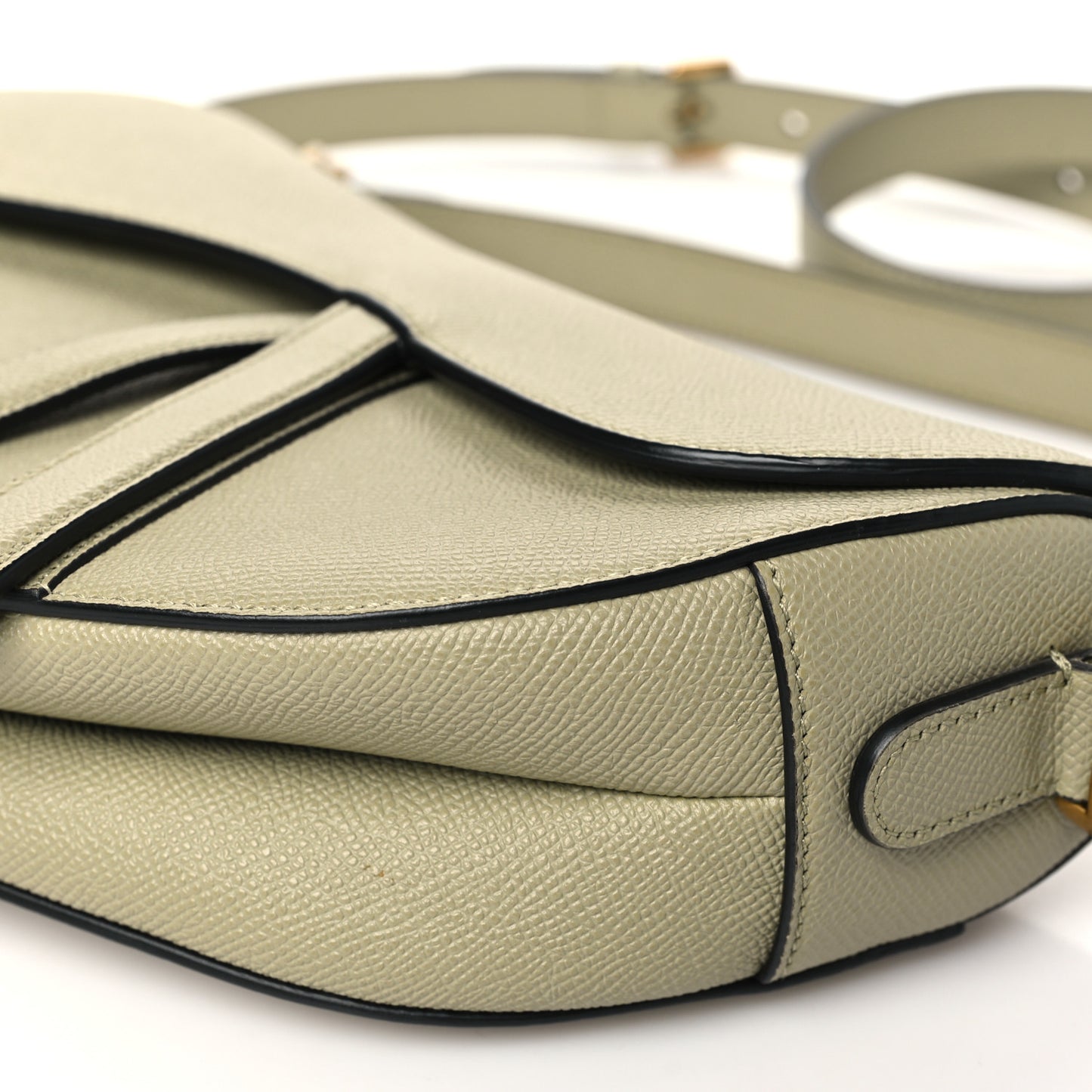 Grained Calfskin Saddle Bag With Strap Sage