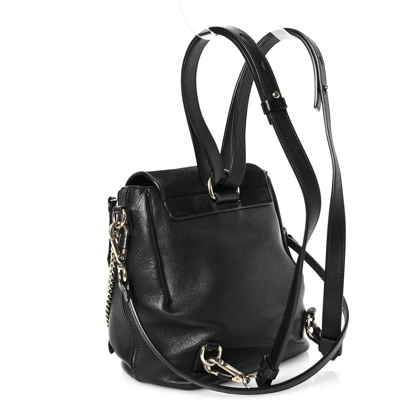 Suede Calfskin Small Faye Backpack Black