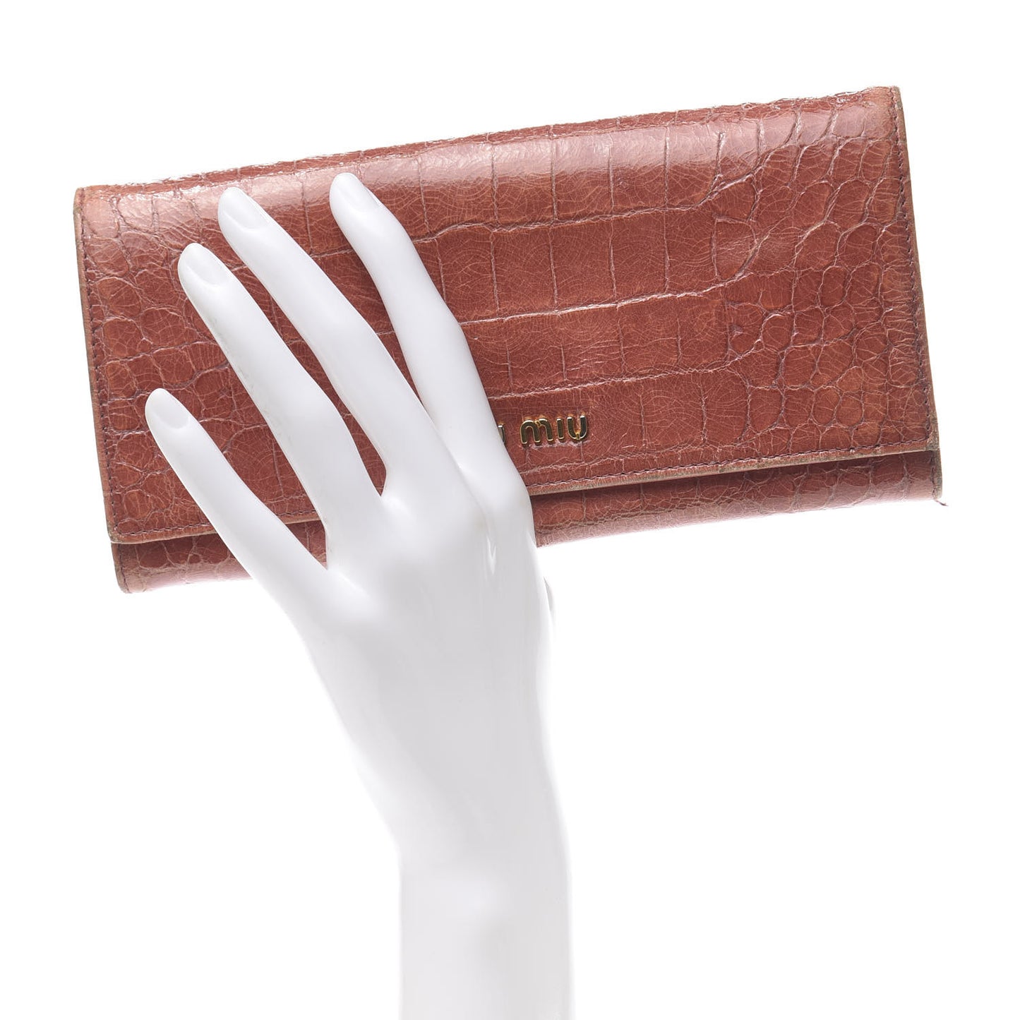 Patent Crocodile Embossed Saint Cocco Lux Continental Flap Wallet Antico