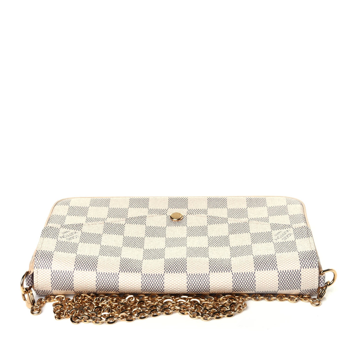 Damier Azur Pochette Felicie Chain Wallet Rose Ballerine