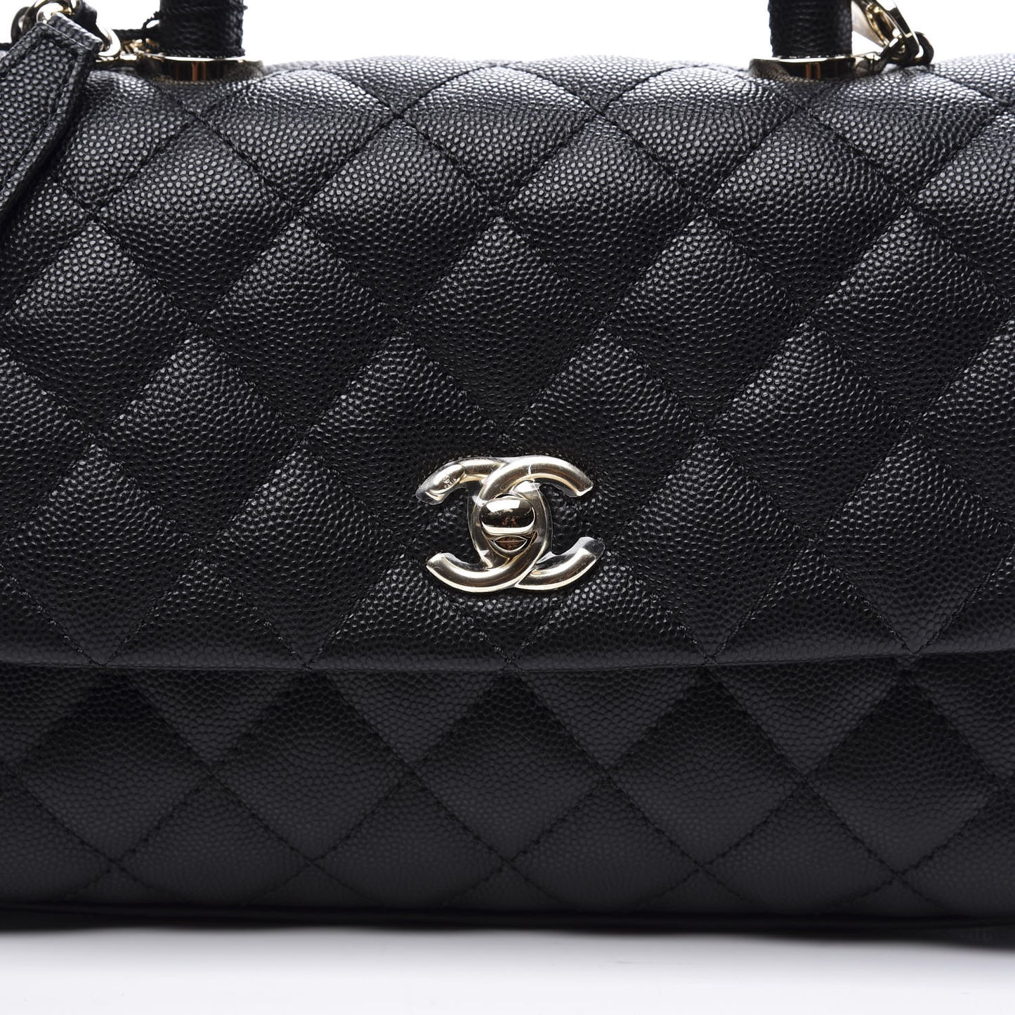 Caviar Quilted Mini Coco Handle Flap Black