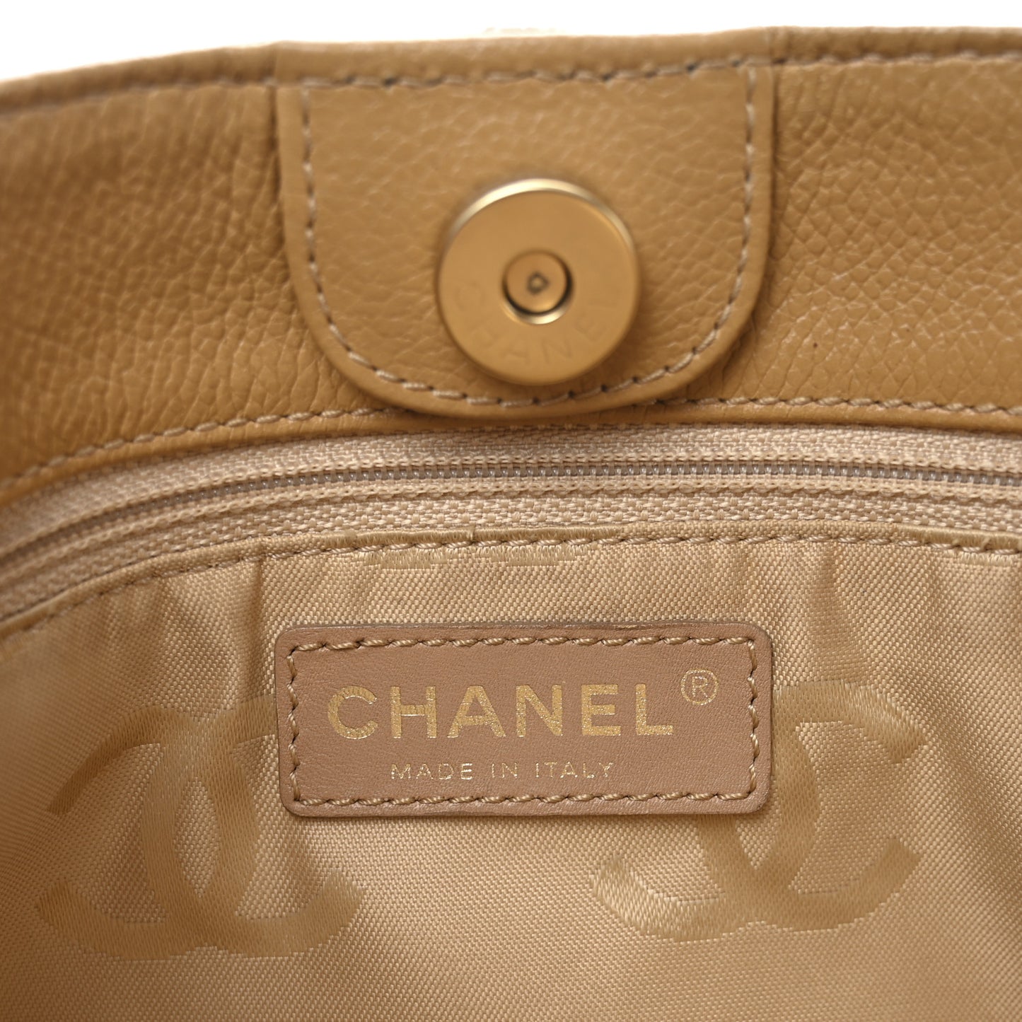 Calfskin Wood Chain Tote Light Brown