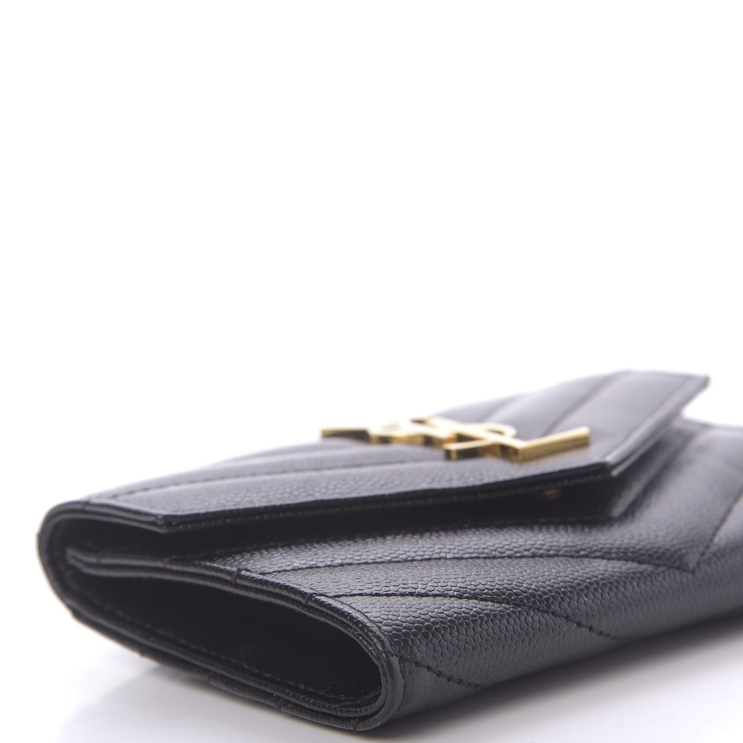 Grain De Poudre Matelasse Chevron Small Monogram Envelope Wallet Black