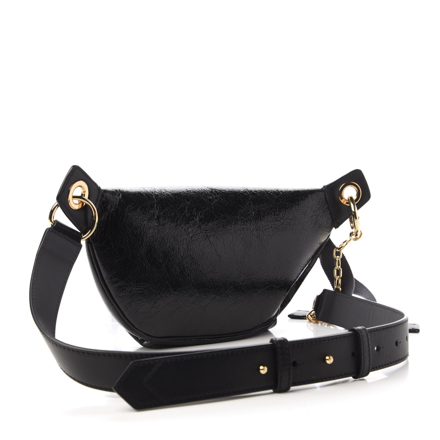 Crackle Calfskin ID Belt Bag Black