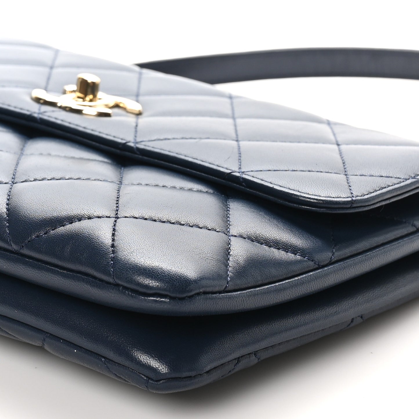 Lambskin Quilted Medium Trendy CC Flap Navy Blue