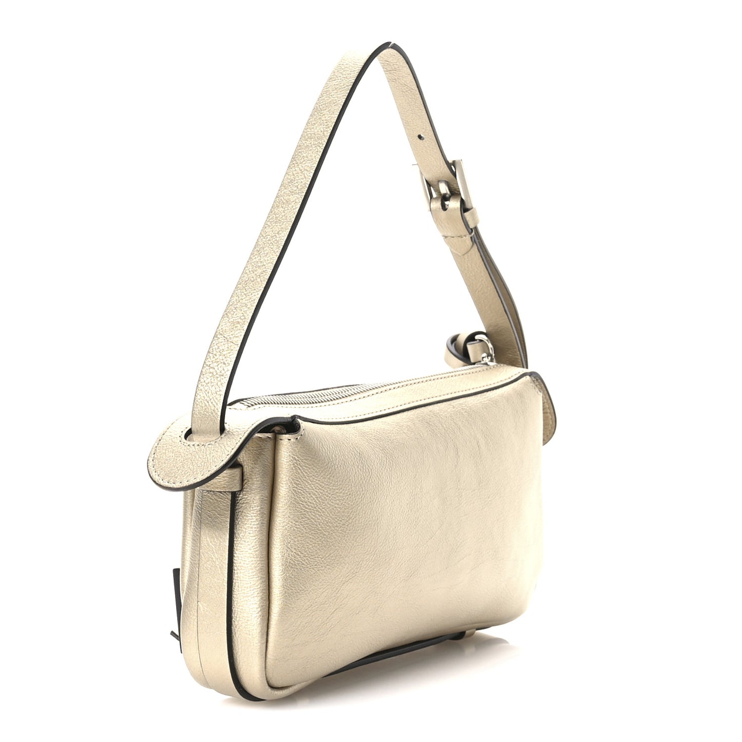 Vitello Laminato Mini Simply Fendi Shoulder Bag Platino
