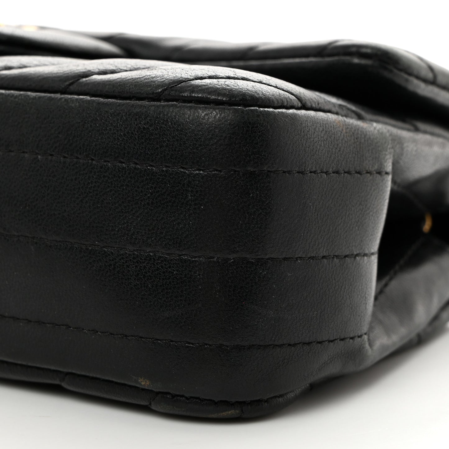 Lambskin Chevron Quilted Extra Mini Rectangular Flap Black