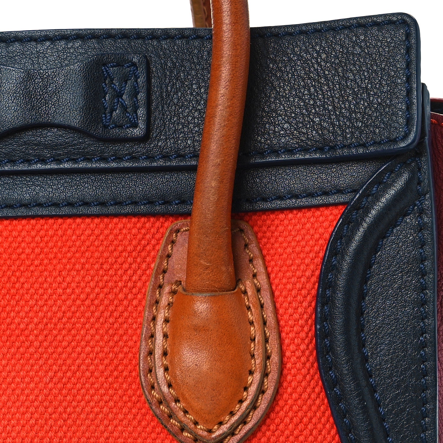 Celine Calfskin Linen Nano Tri-Color Luggage Poppy 14 of 20