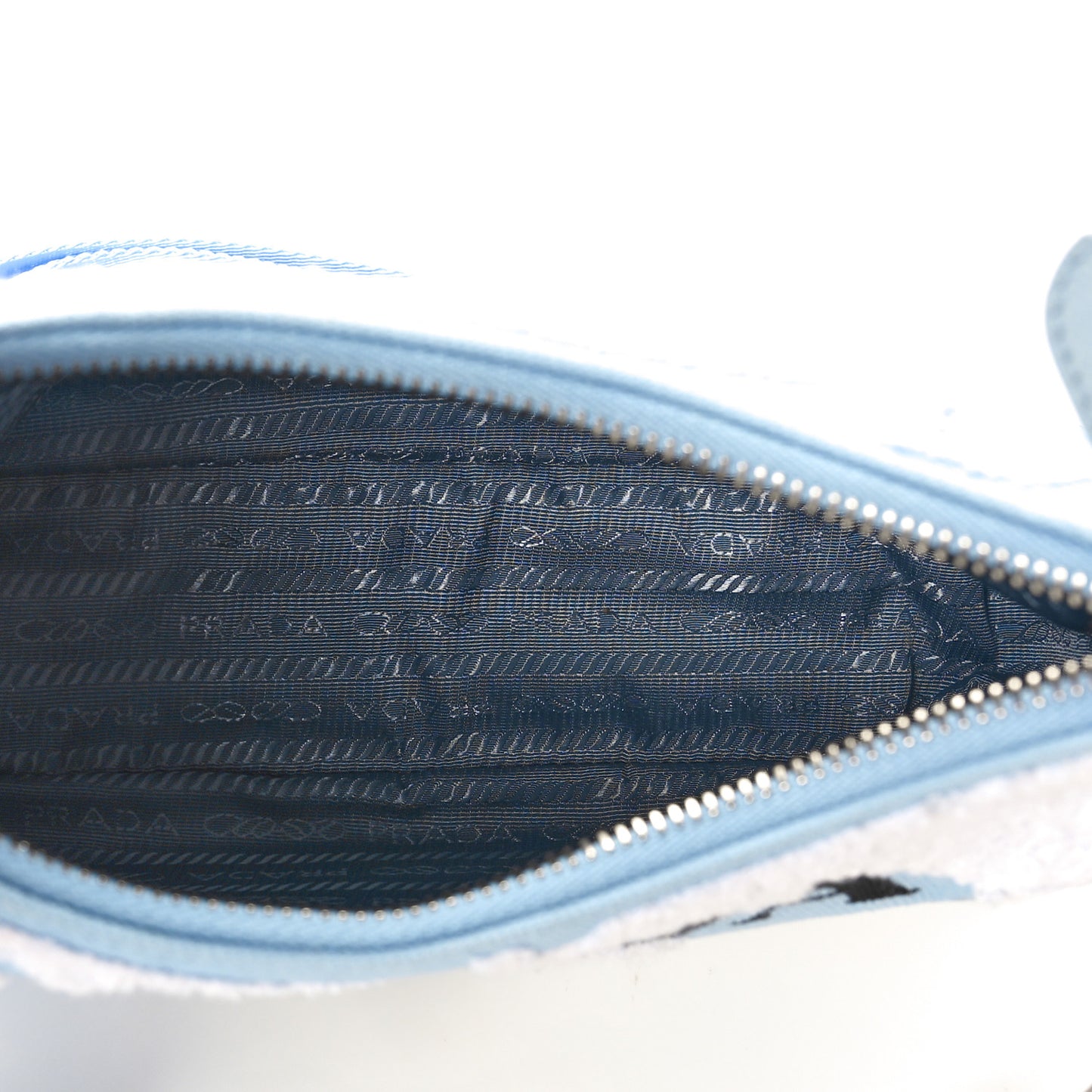 Nylon Drill Logo Embroidered Re-Edition 2005 Shoulder Bag Celeste White