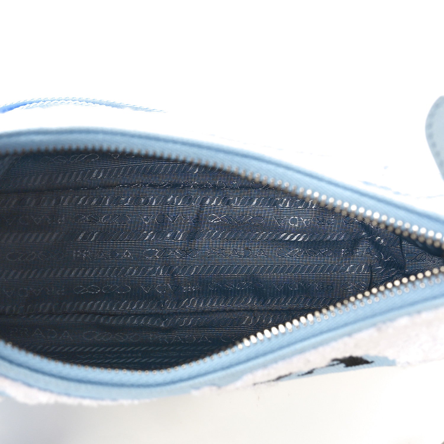 Prada Nylon Drill Logo Embroidered Re-Edition 2005 Shoulder Bag Celeste White 4 of 10