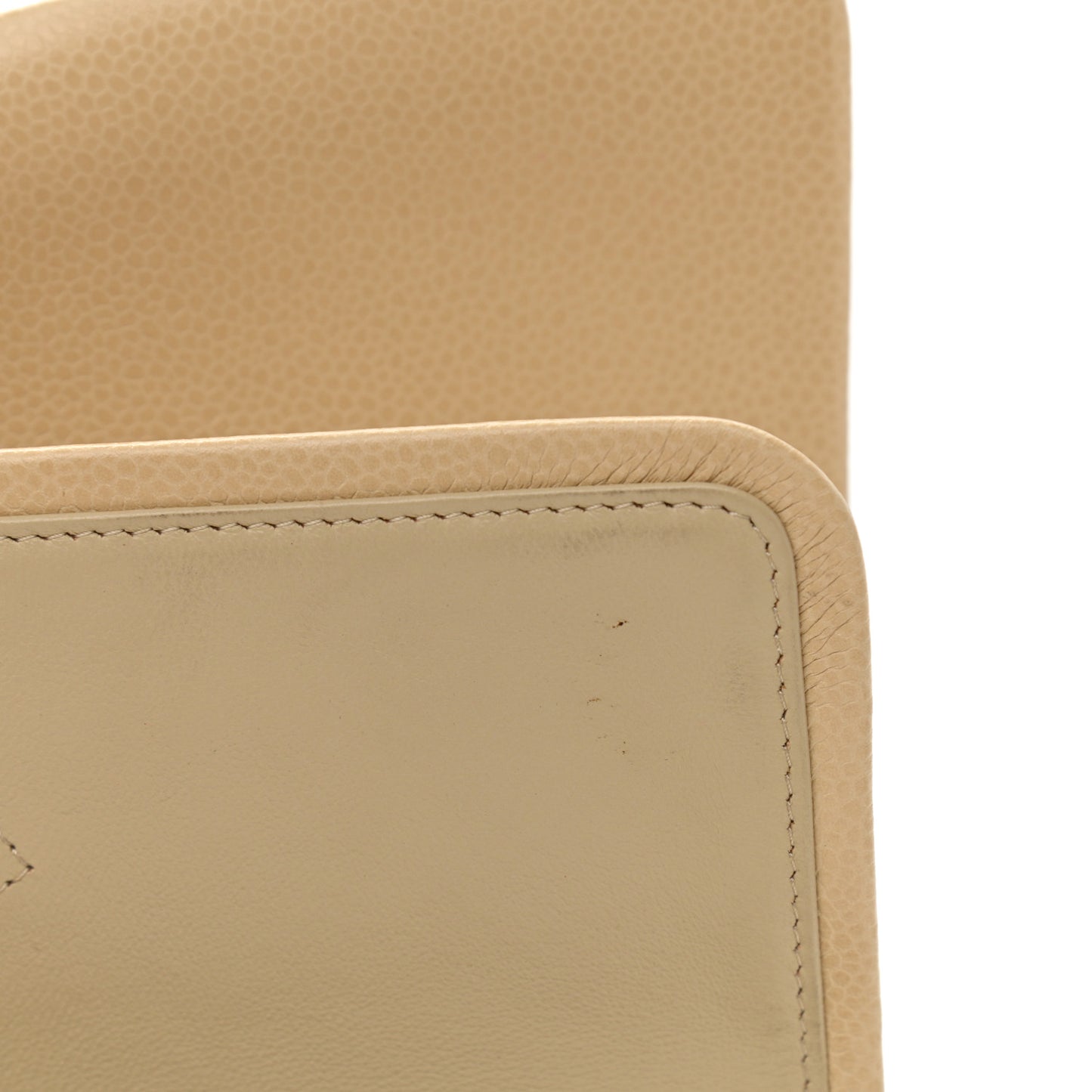 Caviar Quilted Jumbo Double Flap Light Beige