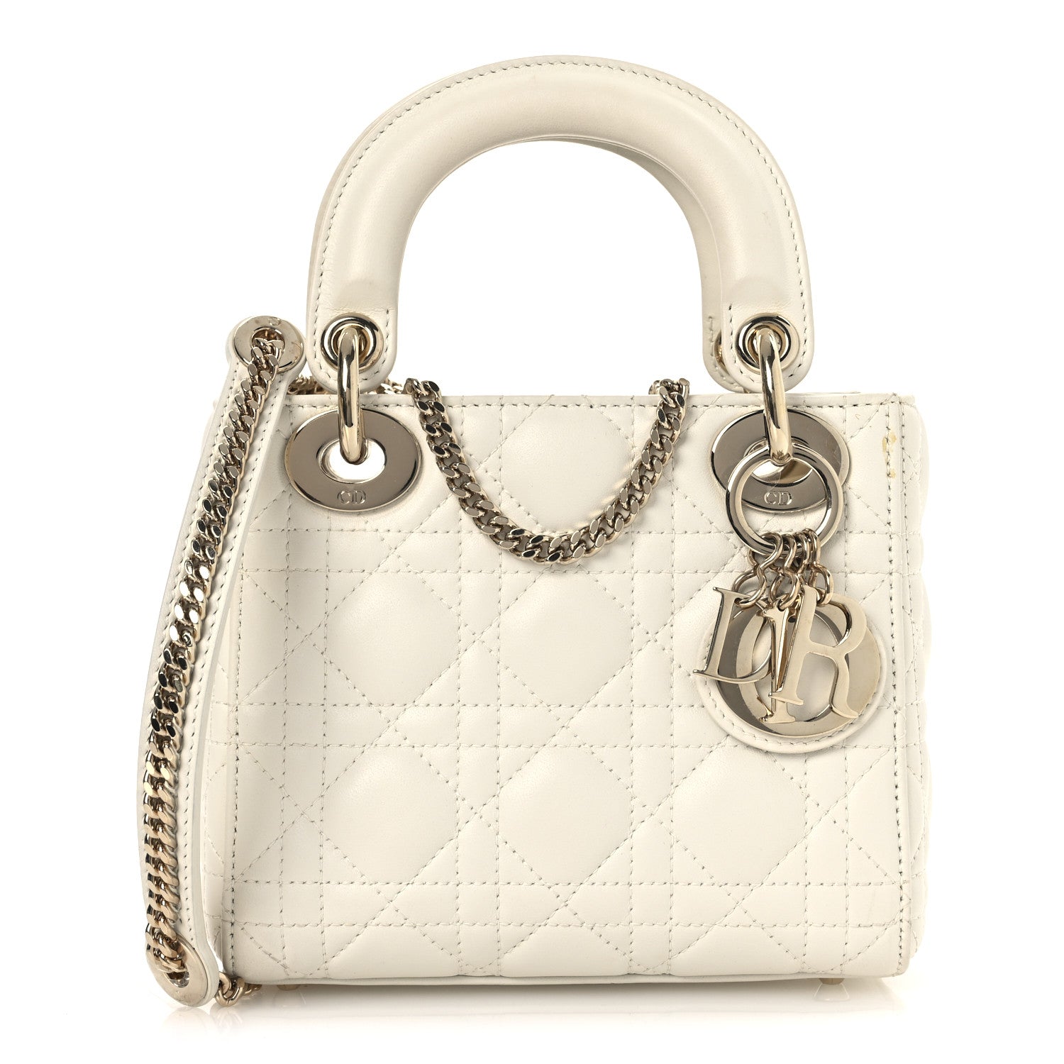 Christian Dior Lambskin Cannage Mini Lady Dior White 1756430