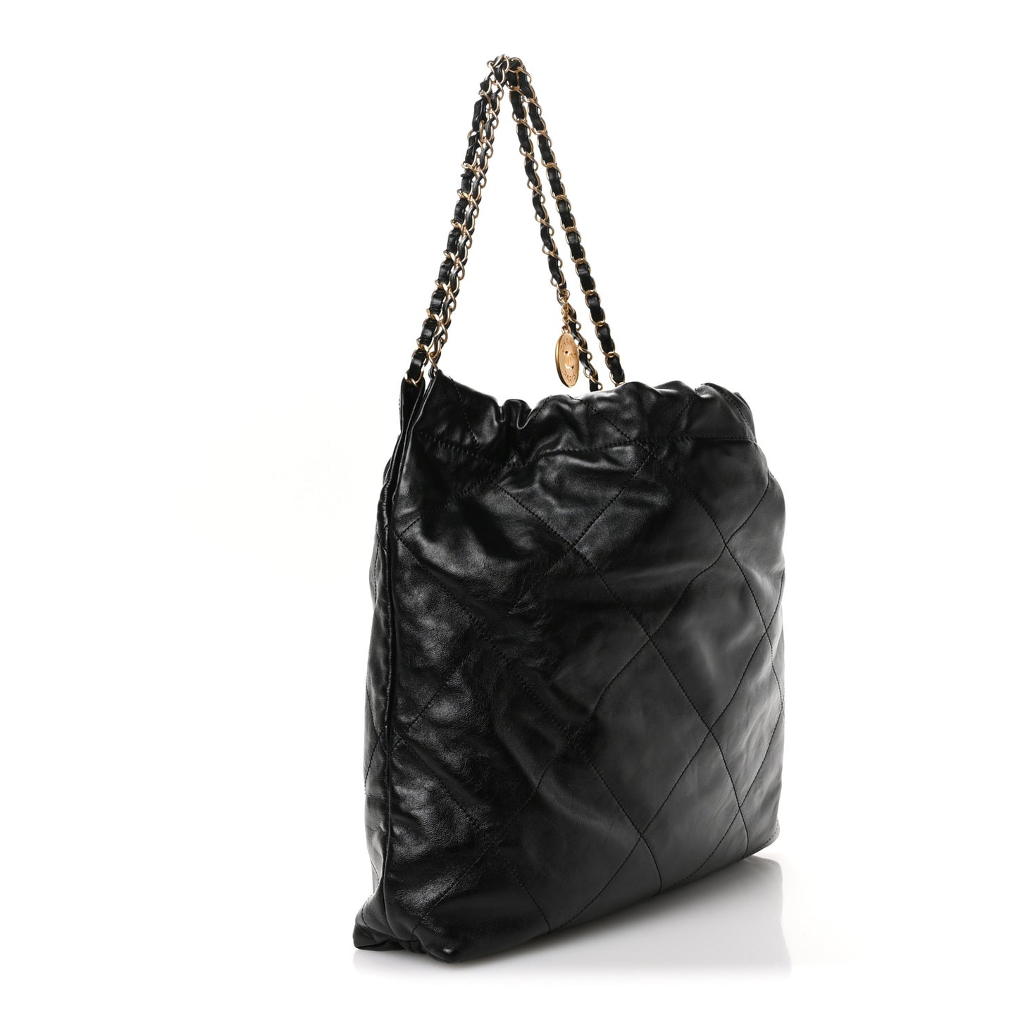 Shiny Calfskin Quilted Chanel 22 Black