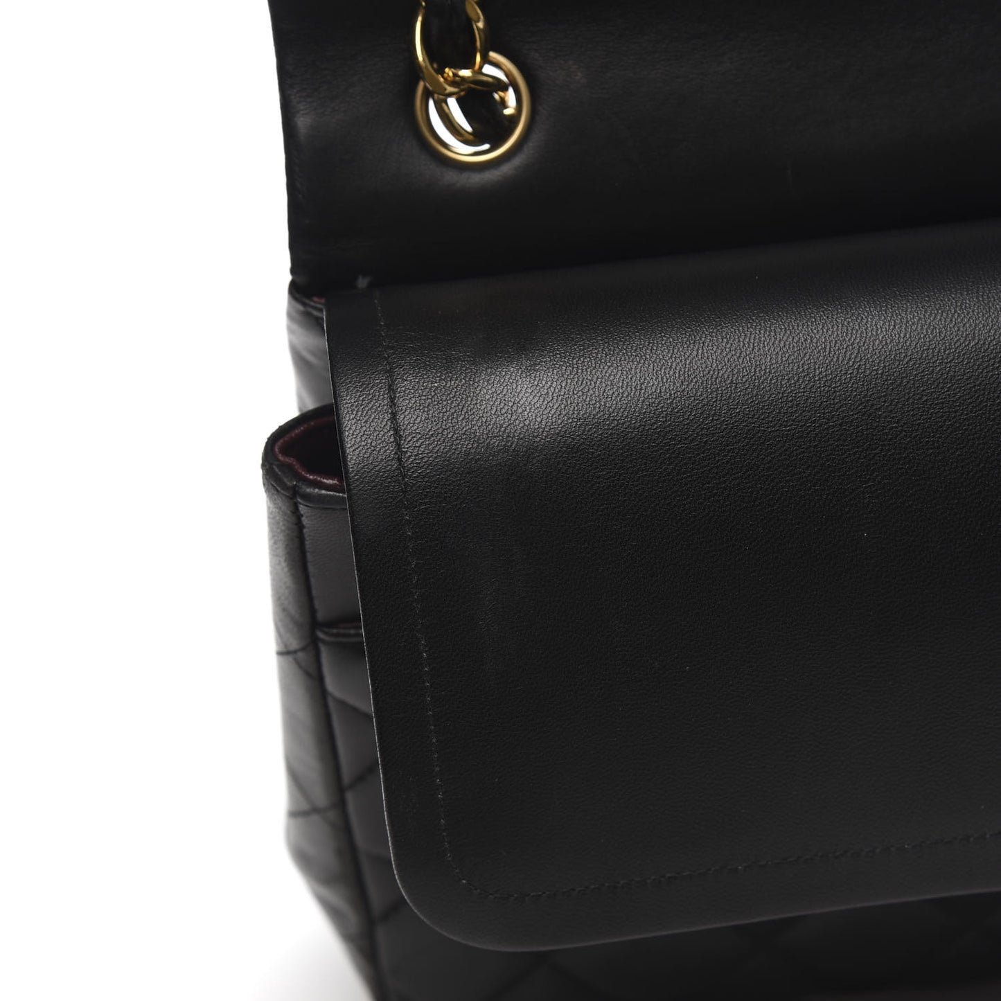 Lambskin Quilted Jumbo Double Flap Black