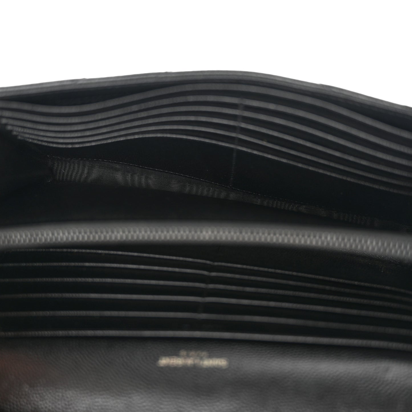 Grain De Poudre Matelasse Chevron Monogram Monochrome Chain Wallet Black