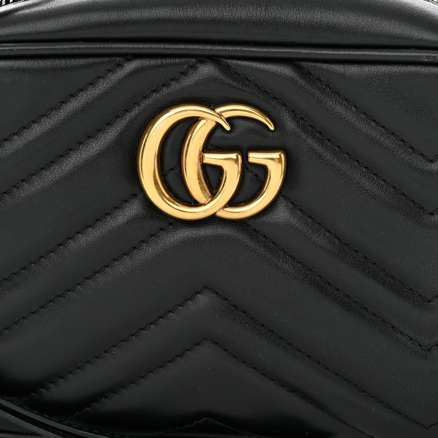 Calfskin Matelasse Mini GG Marmont Chain Shoulder Bag Black