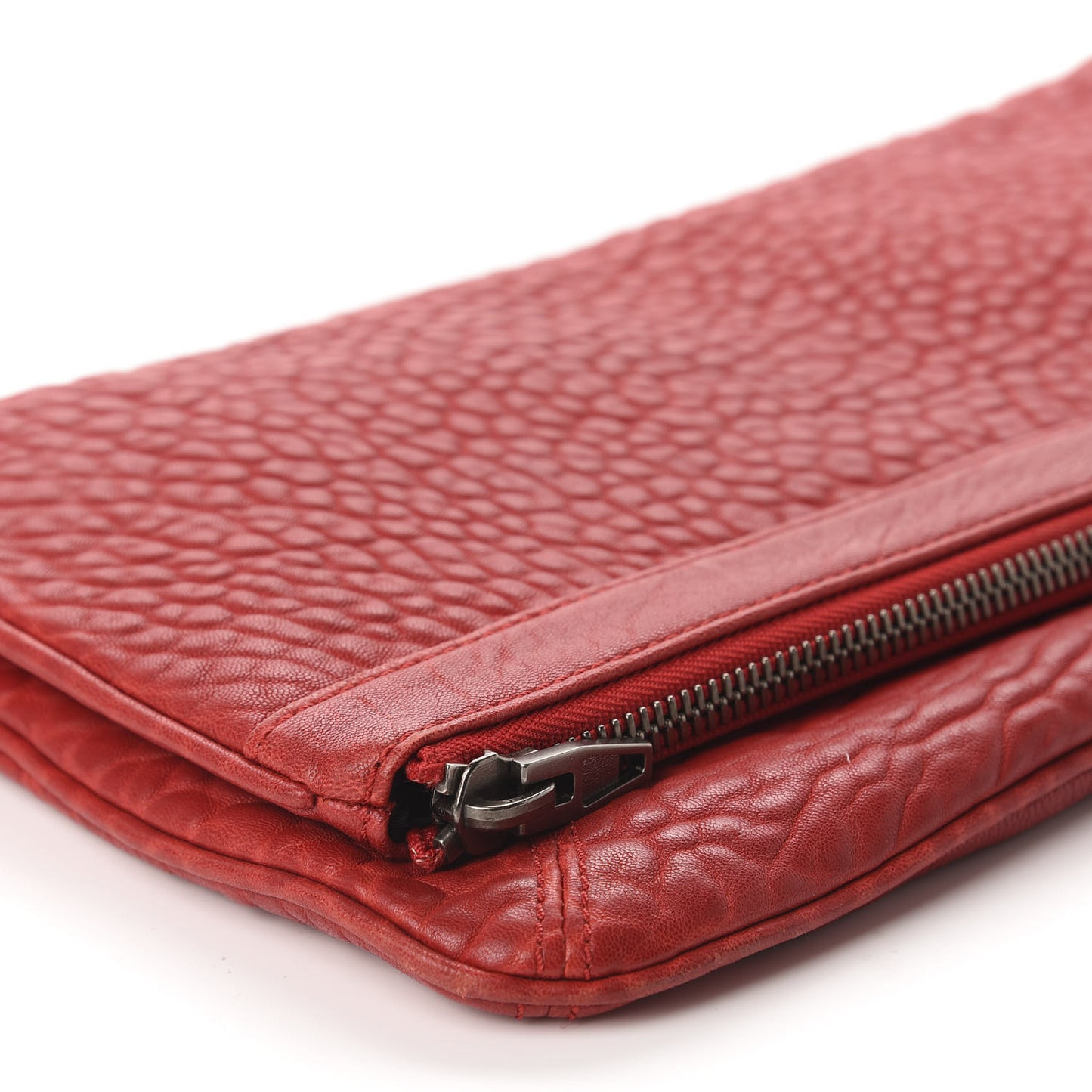 Textured Lambskin Dumbo Fold Over Clutch Cayenne