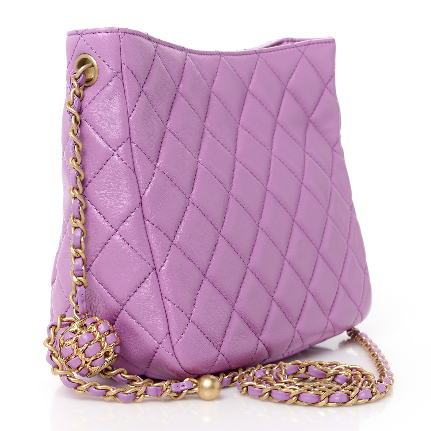 Lambskin Quilted Small Pearl Crush Hobo Purple